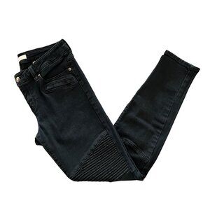 Eunina Black Harley Mid Rise Skinny Jeans With Ribbed Detailing Size 27